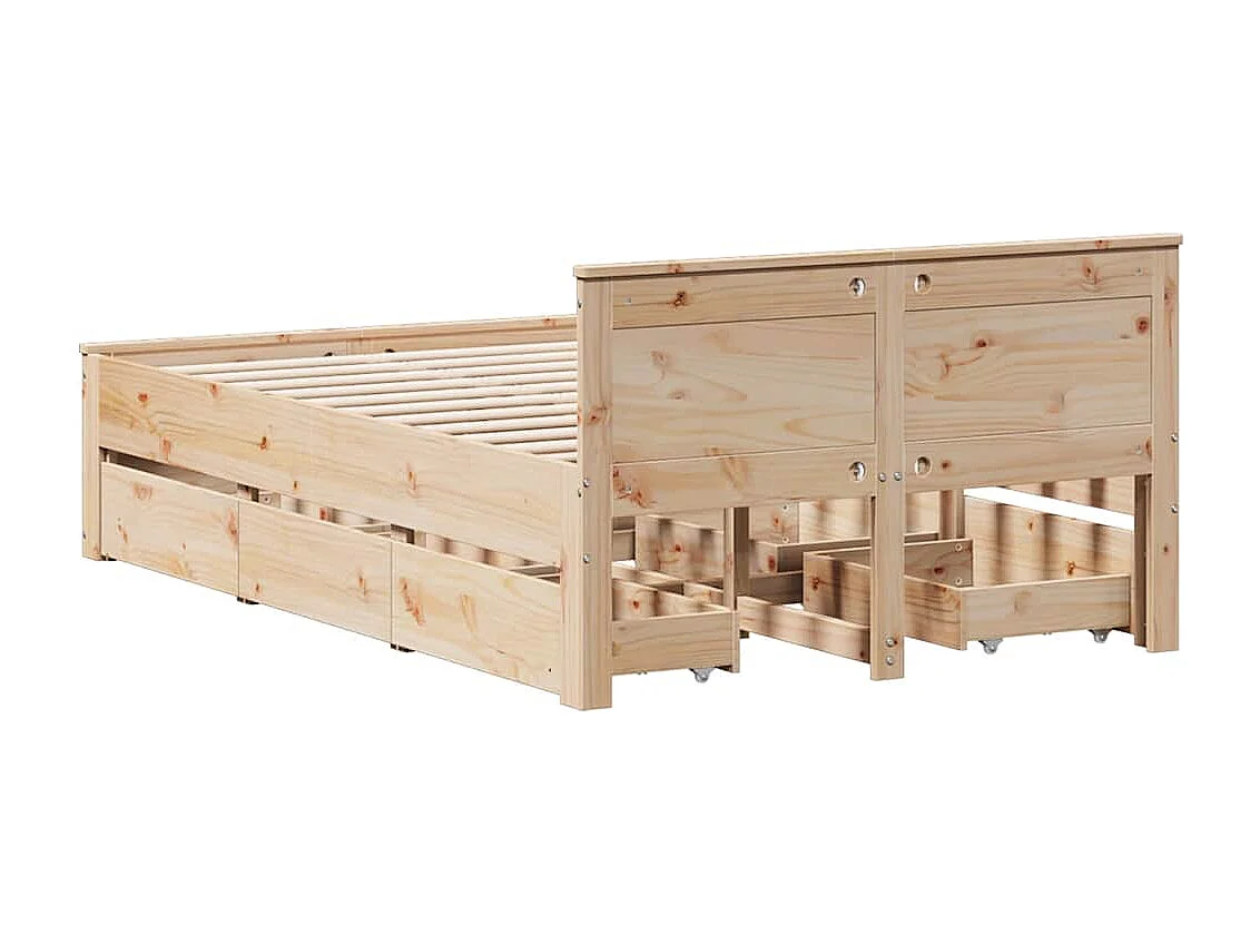 Cama sem colchão com cabeceira 135x190 cm pinho maciço