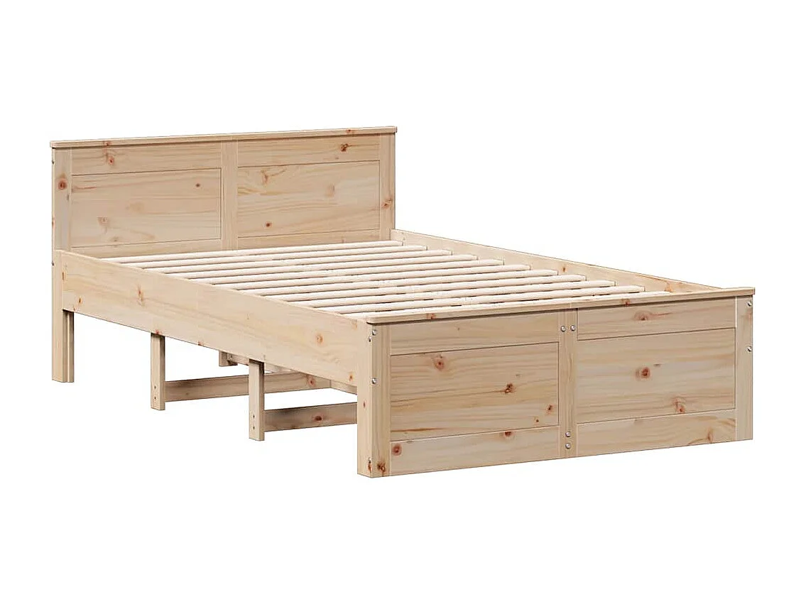 Cama sem colchão com cabeceira 135x190 cm pinho maciço