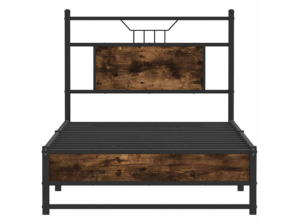Cadre de lit sans matelas chêne fumé 75x190cm bois d'ingénierie