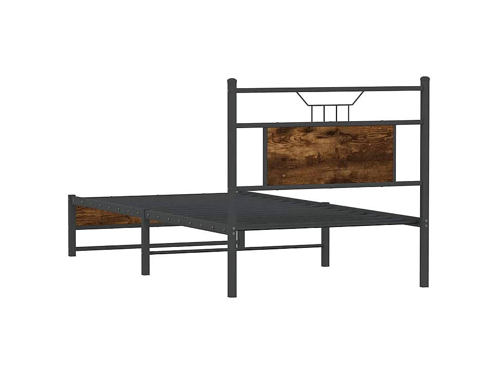 Cadre de lit sans matelas chêne fumé 75x190cm bois d'ingénierie