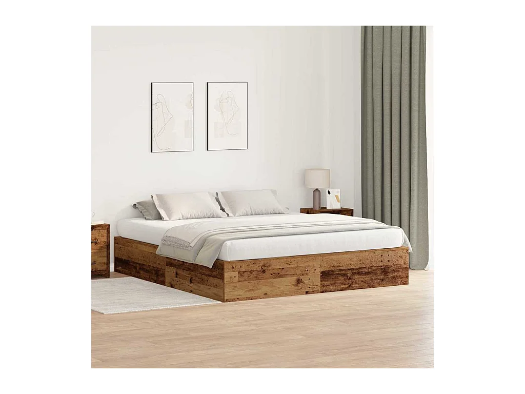 Cadre de lit Bois ancien 200 x 200 cm Bois d'ingénierie