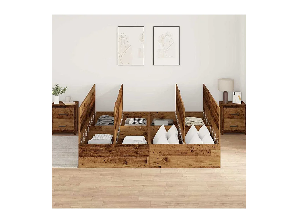 Cadre de lit Bois ancien 200 x 200 cm Bois d'ingénierie