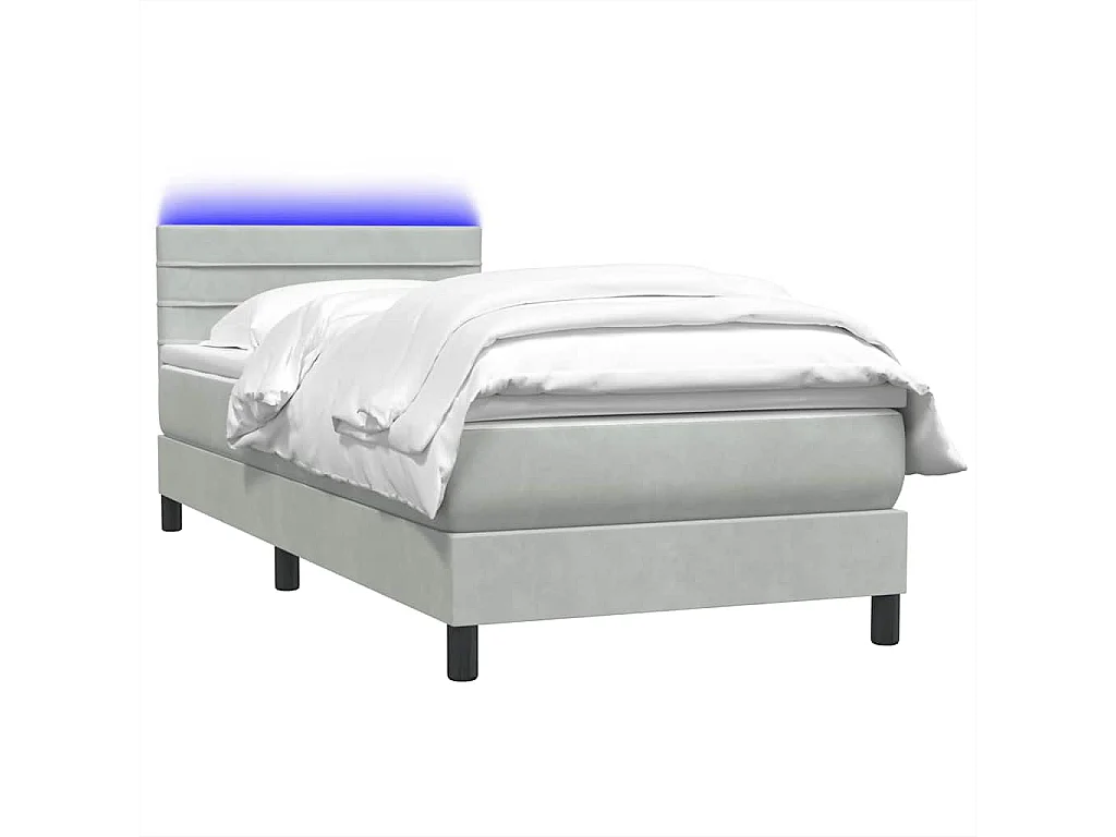 Boxspringbett mit Matratze & LED Hellgrau 80x210 cm Samt
