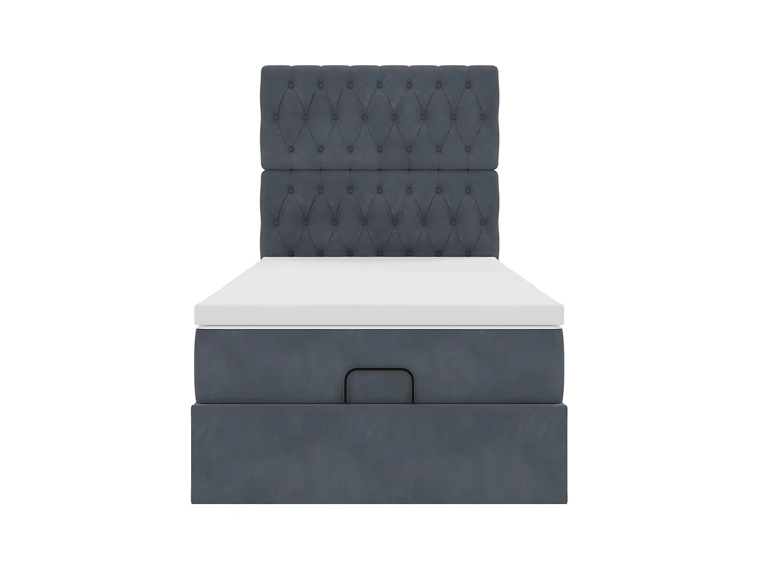 Cadre de lit ottoman avec matelas gris foncé 80x200 cm velours