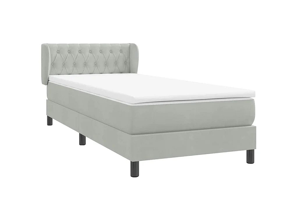 Boxspringbett mit Matratze Hellgrau 80x210 cm Samt