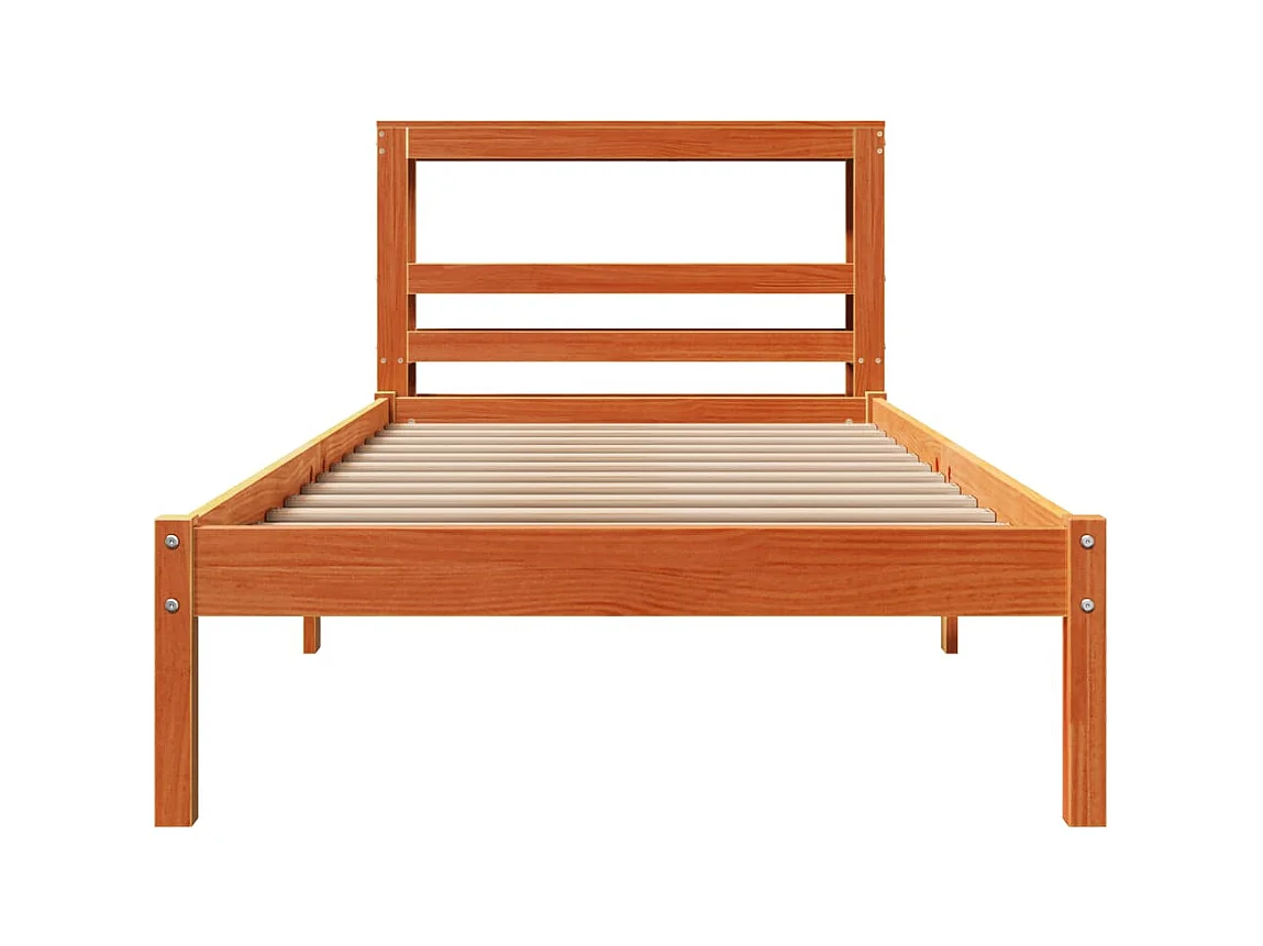 Cadre de lit avec tête de lit sans matelas cire marron 75x190cm