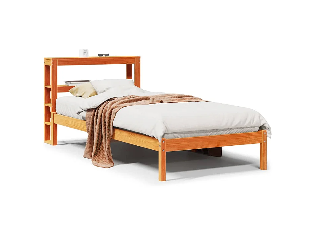 Cadre de lit avec tête de lit sans matelas cire marron 75x190cm