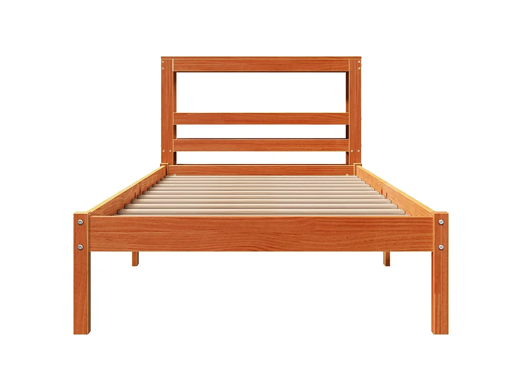 Cadre de lit avec tête de lit sans matelas cire marron 75x190cm