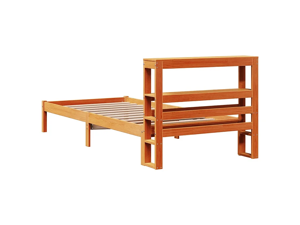Cadre de lit avec tête de lit sans matelas cire marron 75x190cm