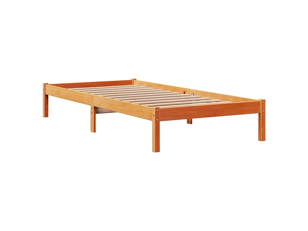 Cadre de lit avec tête de lit sans matelas cire marron 75x190cm