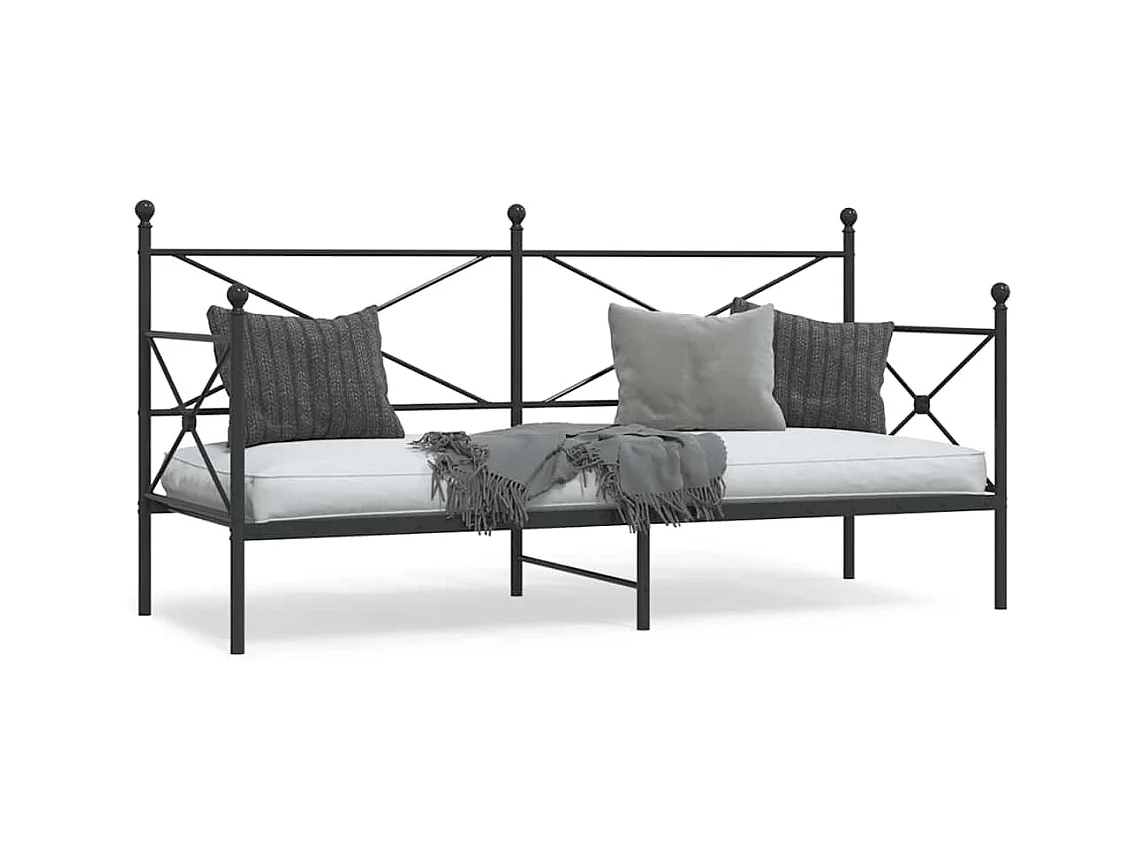 Tagesbett ohne Matratze Schwarz 75x190 cm Stahl