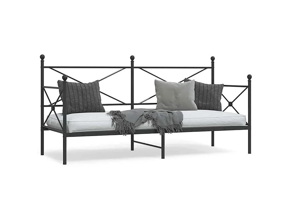 Slaapbank zonder matras 75x190 cm staal zwart