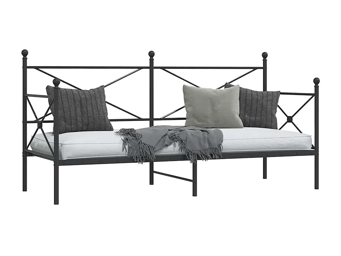 Slaapbank zonder matras 75x190 cm staal zwart