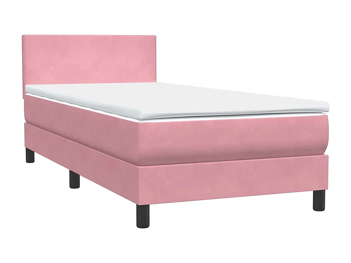Letto a Molle con Materasso e LED Rosa 80x220 cm Velluto