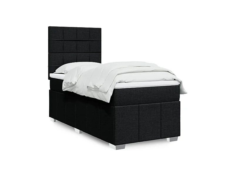 Boxspringbett mit Matratze Schwarz 80x200 cm Stoff