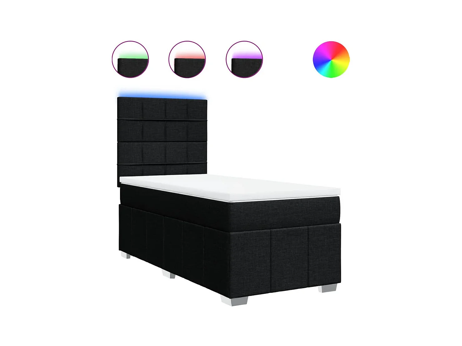 Sommier à lattes de lit et matelas Noir 80x200 cm Tissu