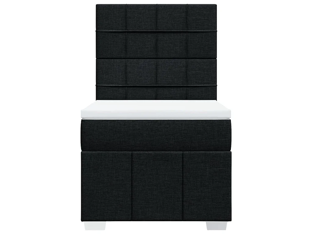 Cama box spring con colchón tela negro 80x200 cm