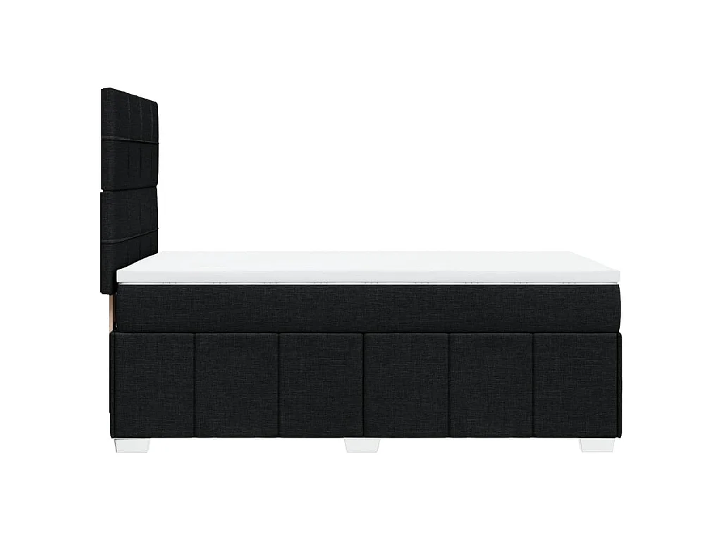 Cama box spring con colchón tela negro 80x200 cm