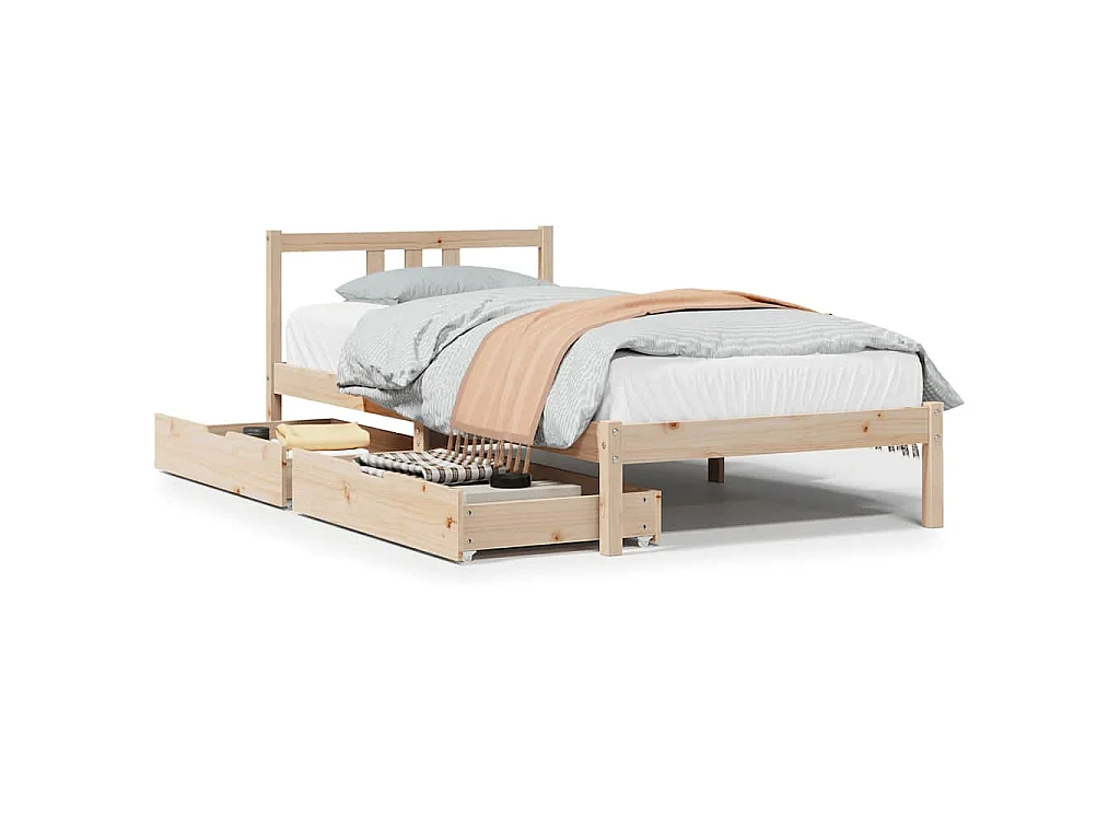 Letto senza Materasso 75x190 cm in Legno Massello Pino