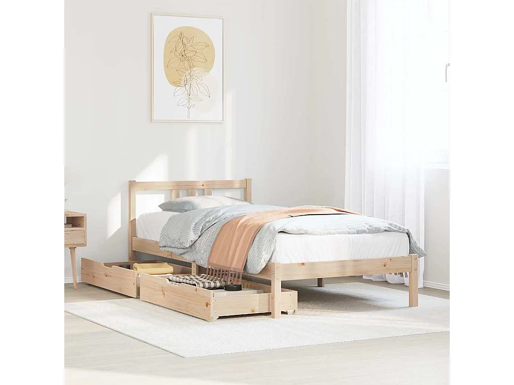 Letto senza Materasso 75x190 cm in Legno Massello Pino