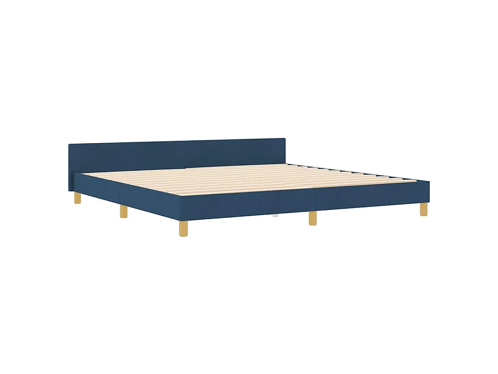 Struttura del letto con testiera Blu 200 x 200 cm Tessuto