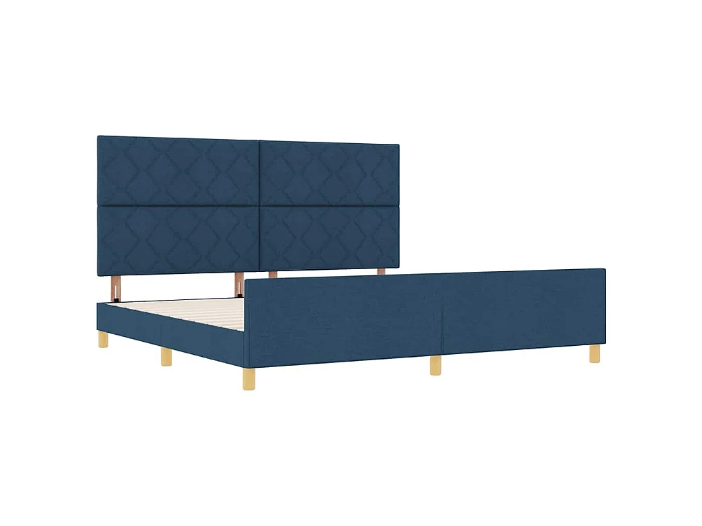 Struttura del letto con testiera Blu 200 x 200 cm Tessuto