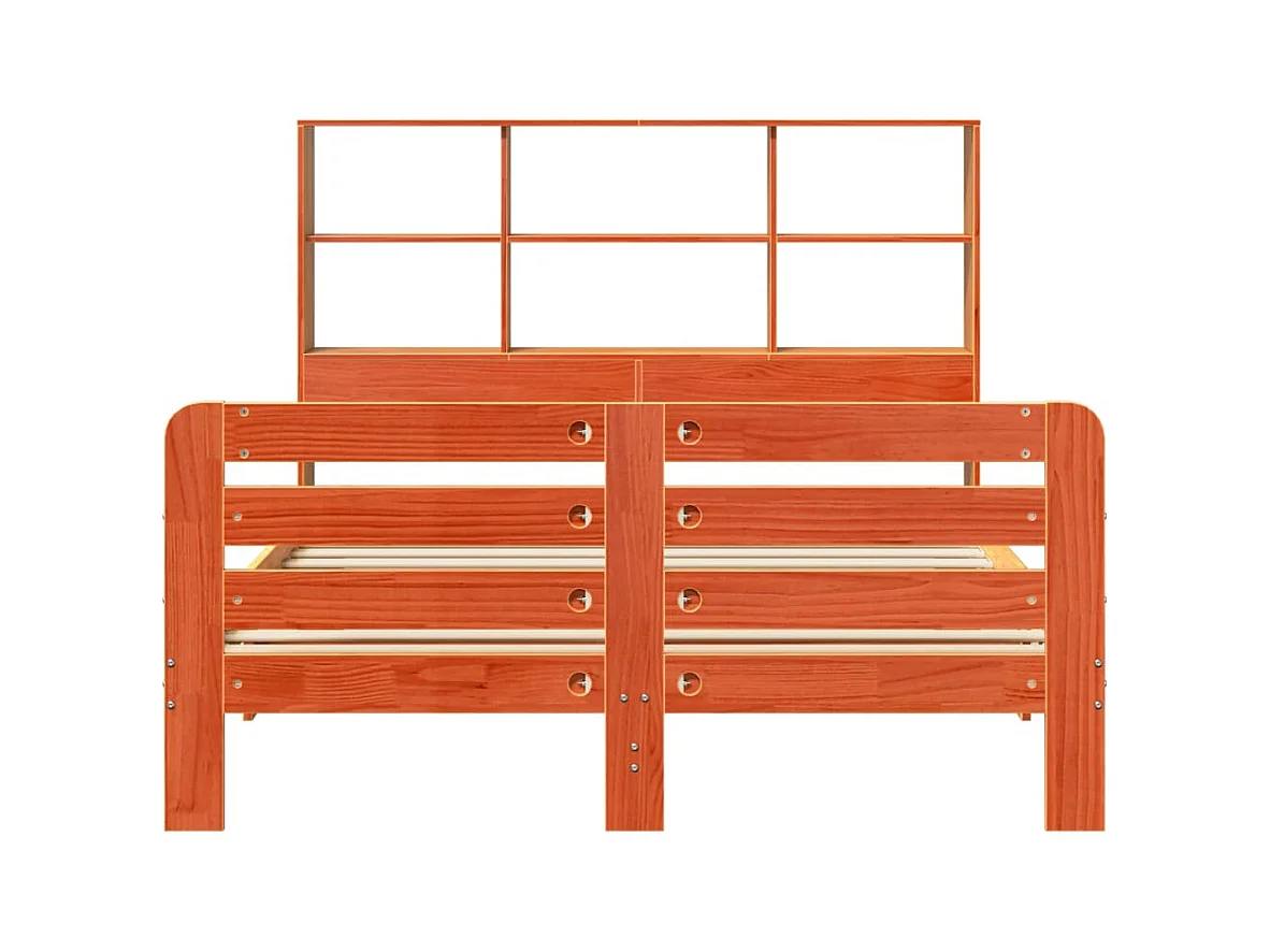 Cadre de lit sans matelas cire marron 135x190cm bois pin massif