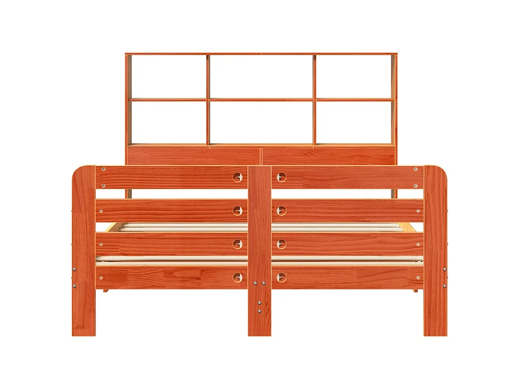 Cama sem colchão 135x190 cm madeira pinho maciça castanho-mel
