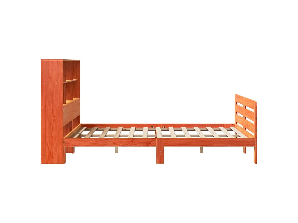 Cama sem colchão 135x190 cm madeira pinho maciça castanho-mel