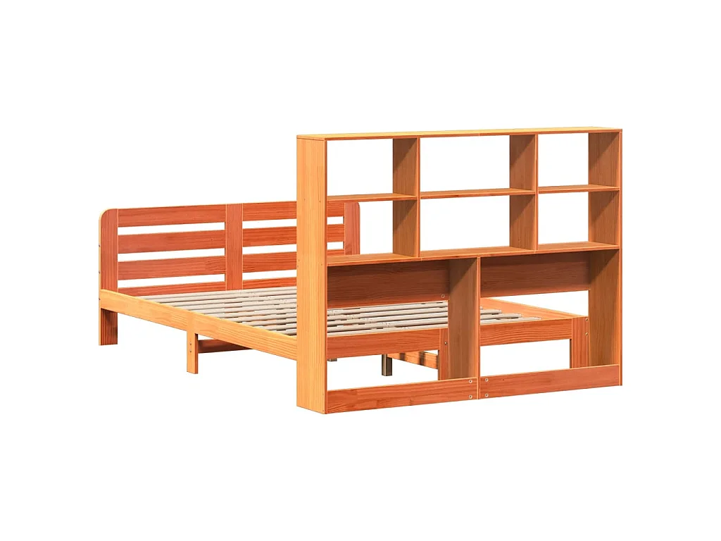 Cama sem colchão 135x190 cm madeira pinho maciça castanho-mel