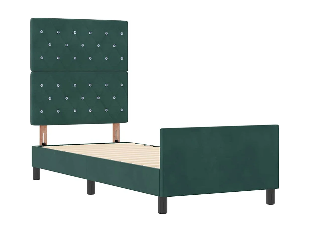 Cadre de lit avec tête de lit Vert foncé 80 x 200 cm Velours