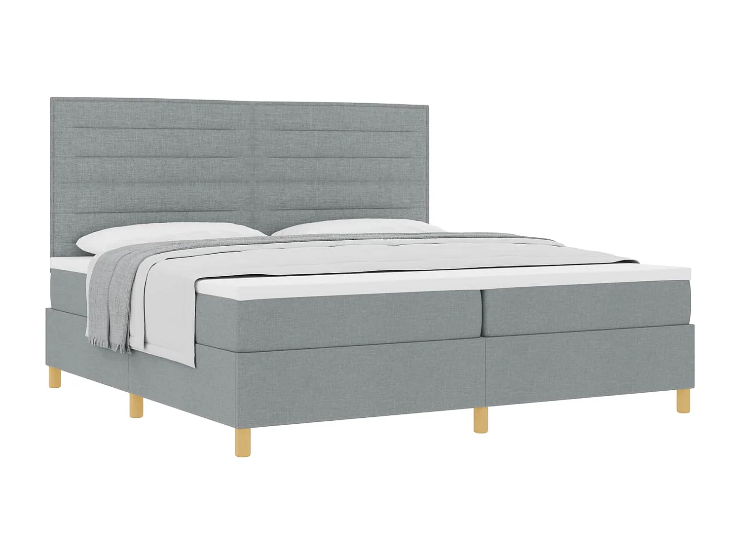 Lit à ressorts avec matelas Gris clair 200 x 200 cm tissu