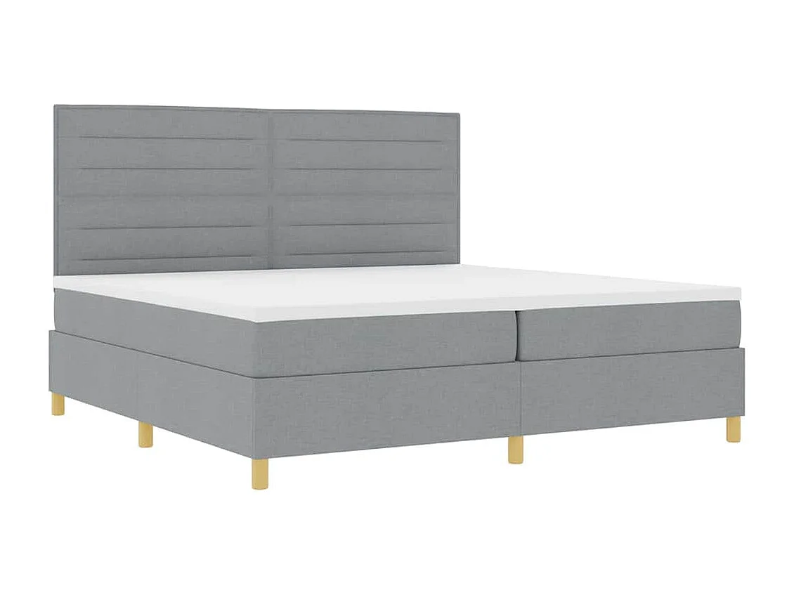 Lit à ressorts avec matelas Gris clair 200 x 200 cm tissu