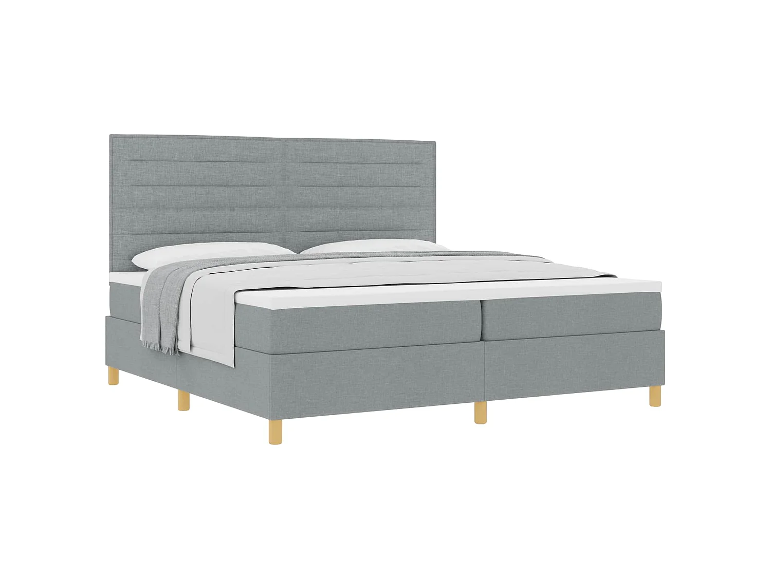 Letto a molle con materasso Grigio chiaro 200 x 200 cm Tessuto