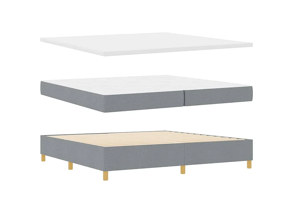 Letto a molle con materasso Grigio chiaro 200 x 200 cm Tessuto