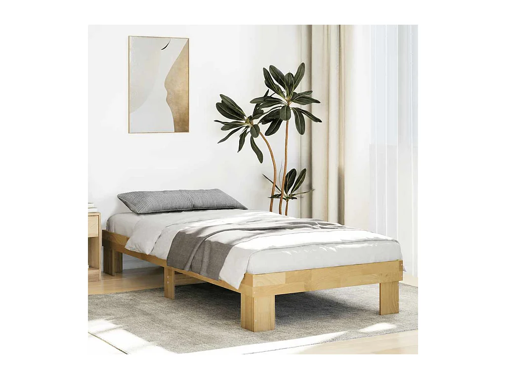 Bedframe zonder matras 75x190 cm massief hout eiken