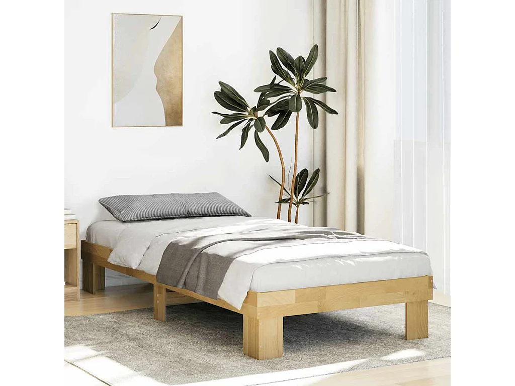 Cadre de lit sans matelas 75x190 cm bois massif de chêne