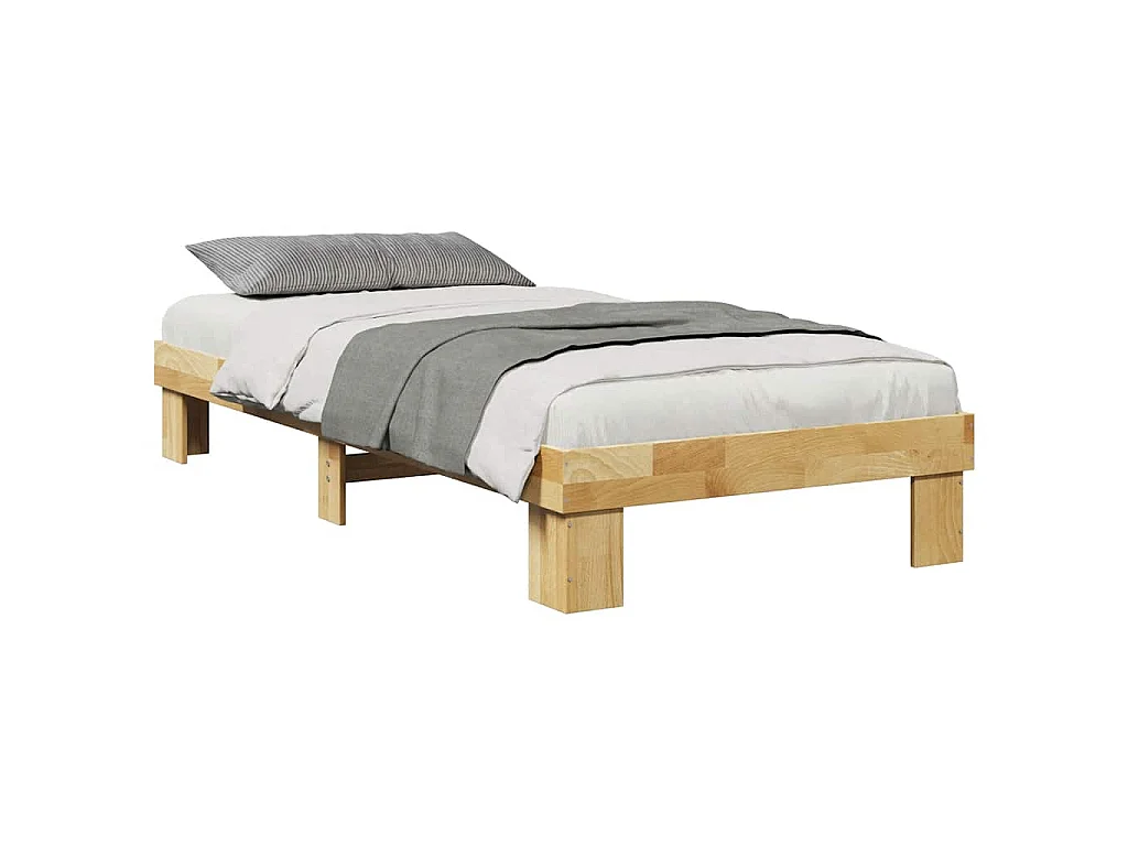 Cadre de lit sans matelas 75x190 cm bois massif de chêne