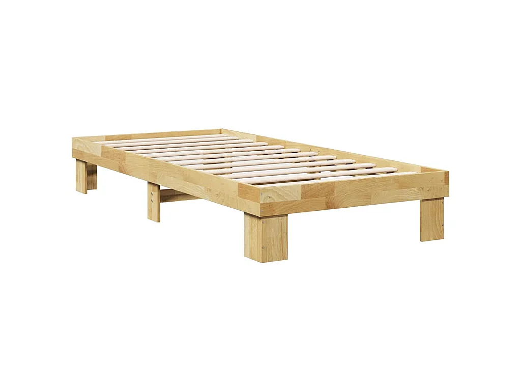 Cadre de lit sans matelas 75x190 cm bois massif de chêne