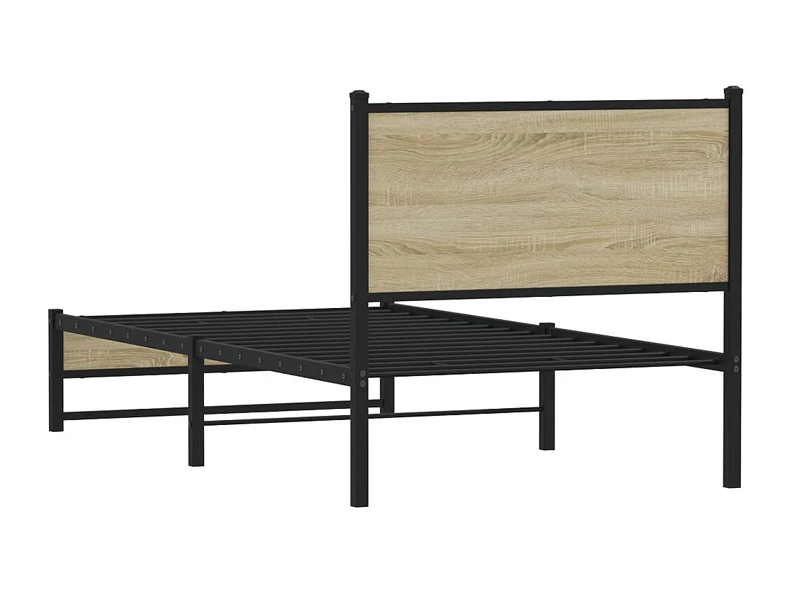 Cadre de lit en métal sans matelas chêne sonoma 75x190 cm