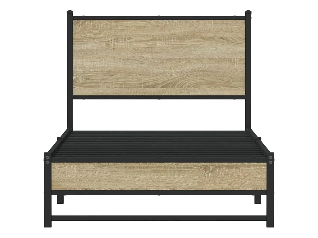 Cadre de lit en métal sans matelas chêne sonoma 75x190 cm