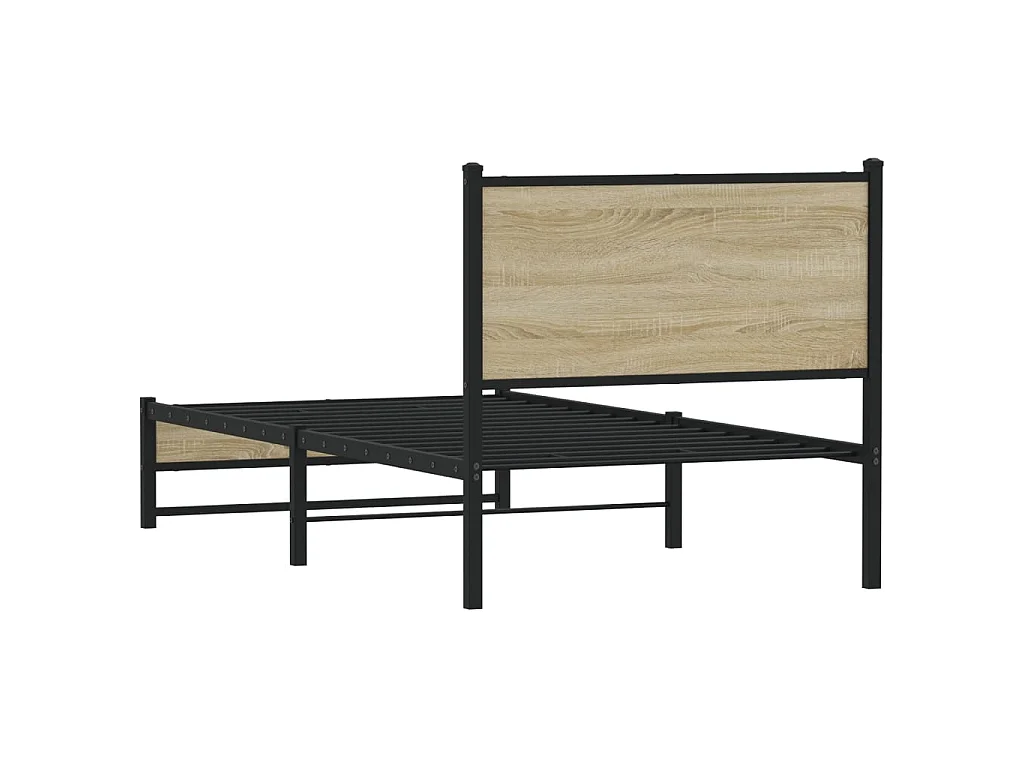Cadre de lit en métal sans matelas chêne sonoma 75x190 cm