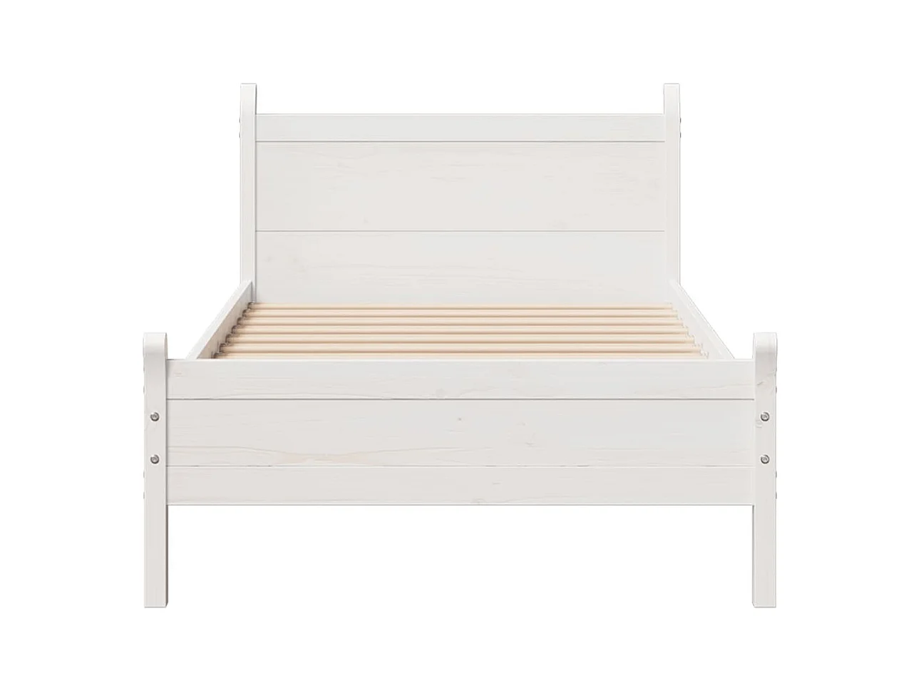 Letto senza Materasso Bianco 75x190 in Legno Massello di Pino
