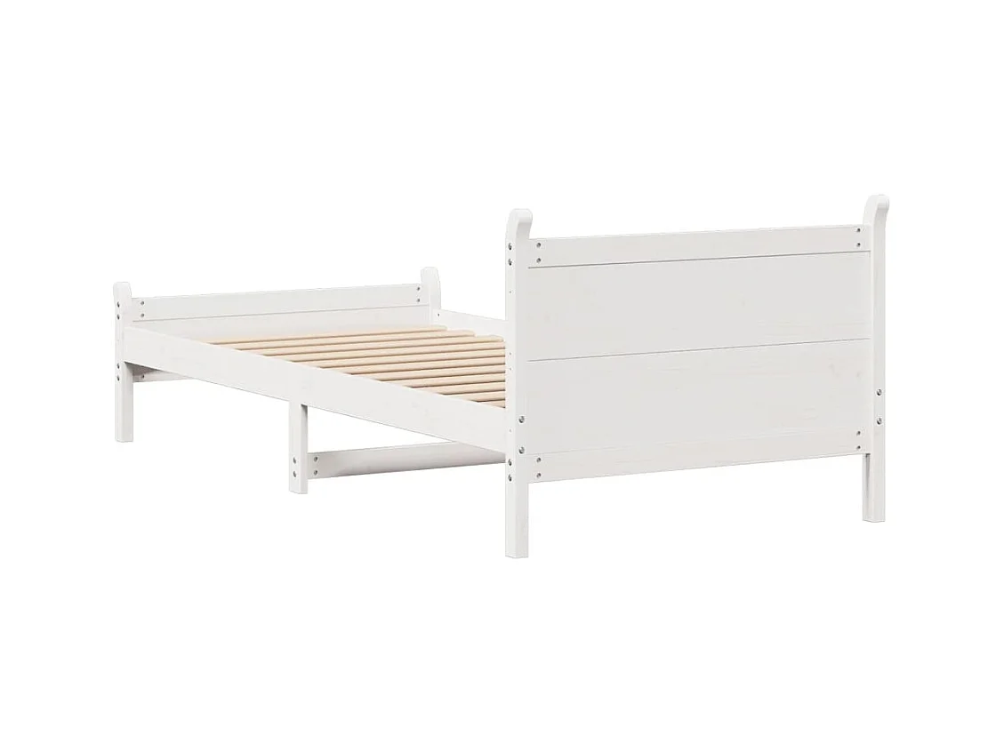 Letto senza Materasso Bianco 75x190 in Legno Massello di Pino