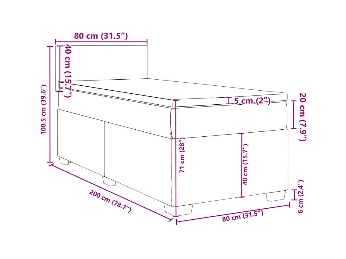 Boxspring met matras stof donkerbruin 80x200 cm