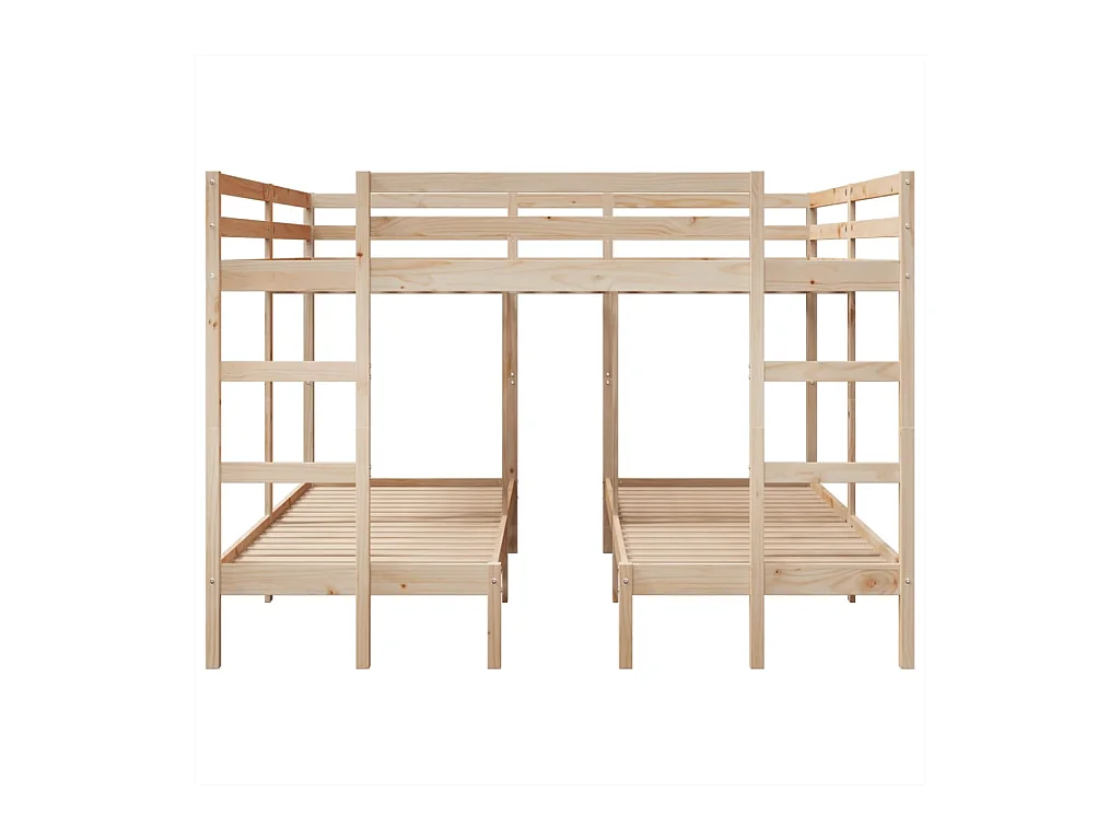 Estructura de litera triple madera de pino 200x200/80x200 cm