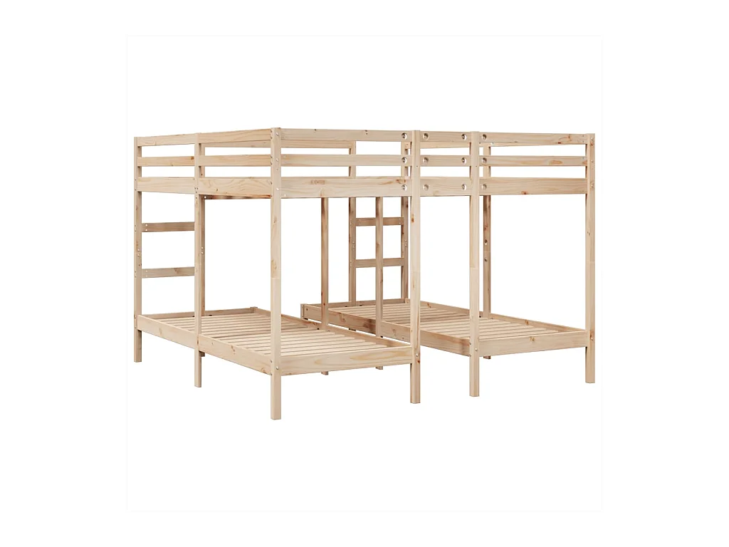 Estructura de litera triple madera de pino 200x200/80x200 cm