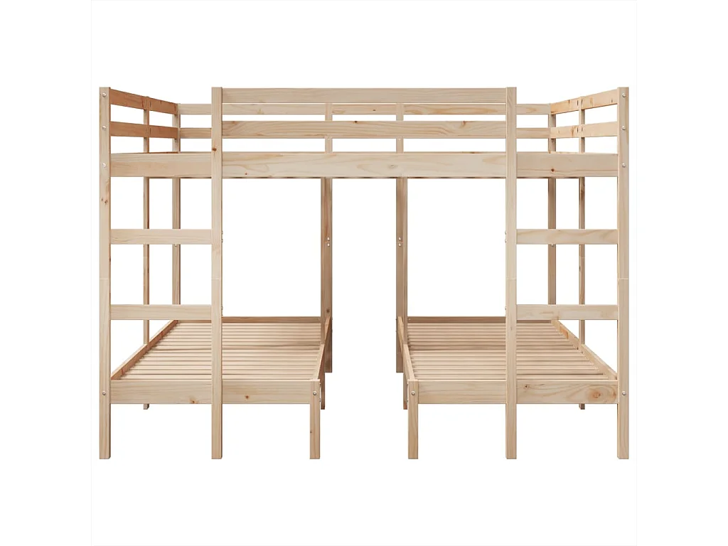 Lit superposé triple 200x200/80x200 cm bois de pin massif