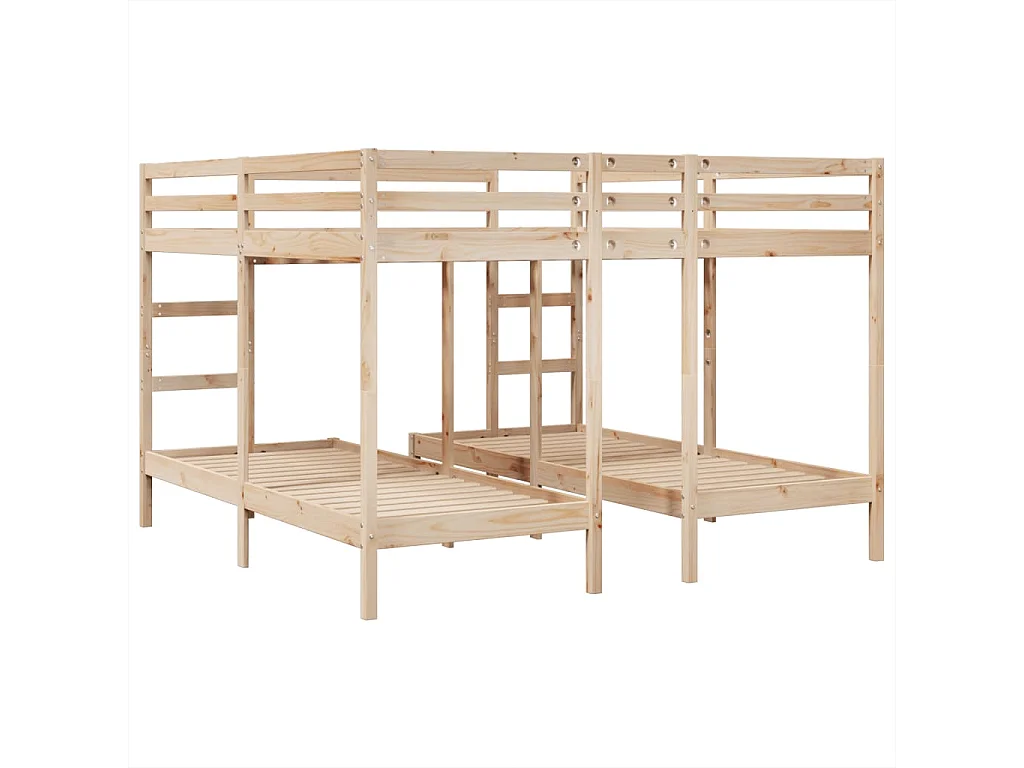Lit superposé triple 200x200/80x200 cm bois de pin massif