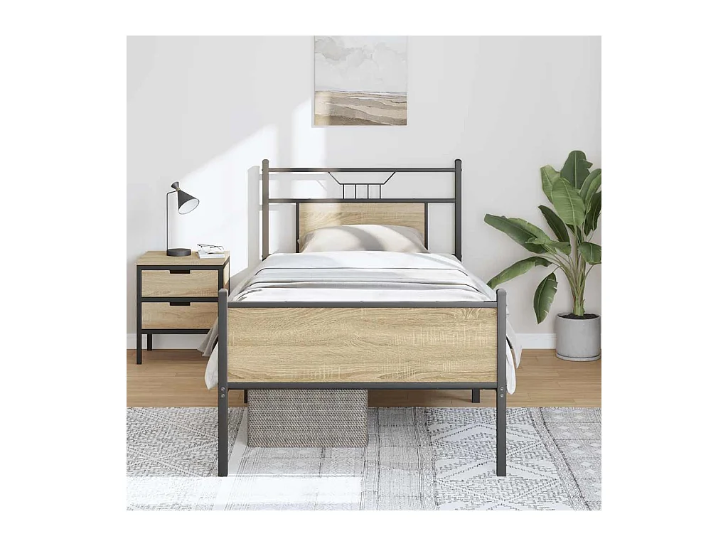 Bettgestell ohne Matratze Sonoma-Eiche 75x190 cm Holzwerkstoff
